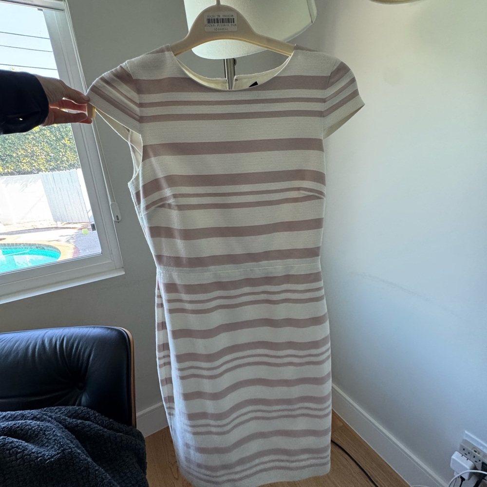 J. Crew Factory Striped Mini Dress in Cream and Tan